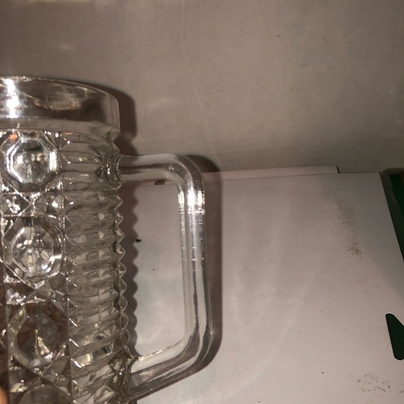 Vintage Federal Glass Windsor Button & Cane Clear 6” Pitcher/ milk, syrup, used - Picture 4 of 6